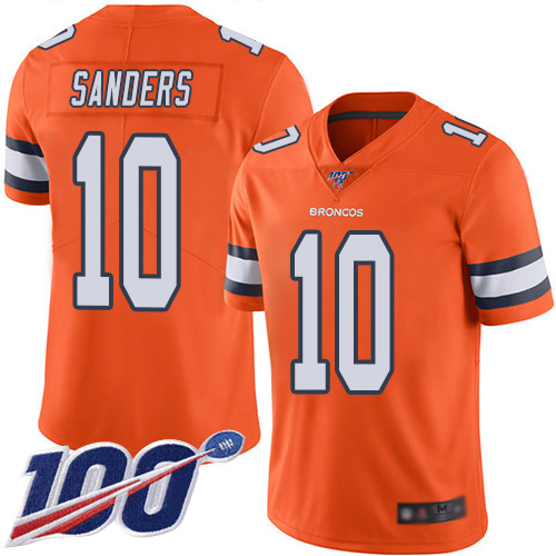 Men Denver Broncos 10 Emmanuel Sanders Limited Orange Rush Vapor Untouchable 100th Season Football NFL Jersey